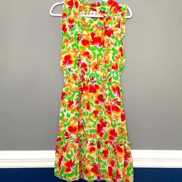 CAbi Colorful Floral Sleeveless Dress Small Like New! - Picture 1 of 3